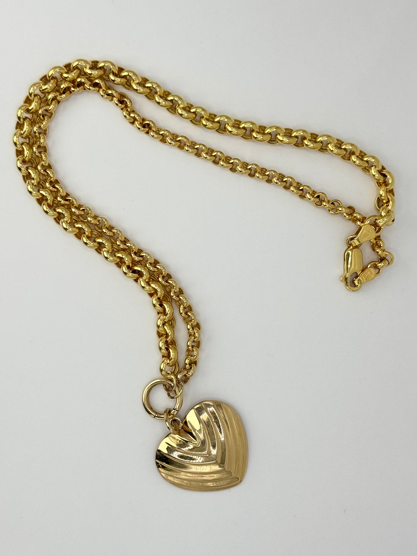 14K Textured Heart Charm