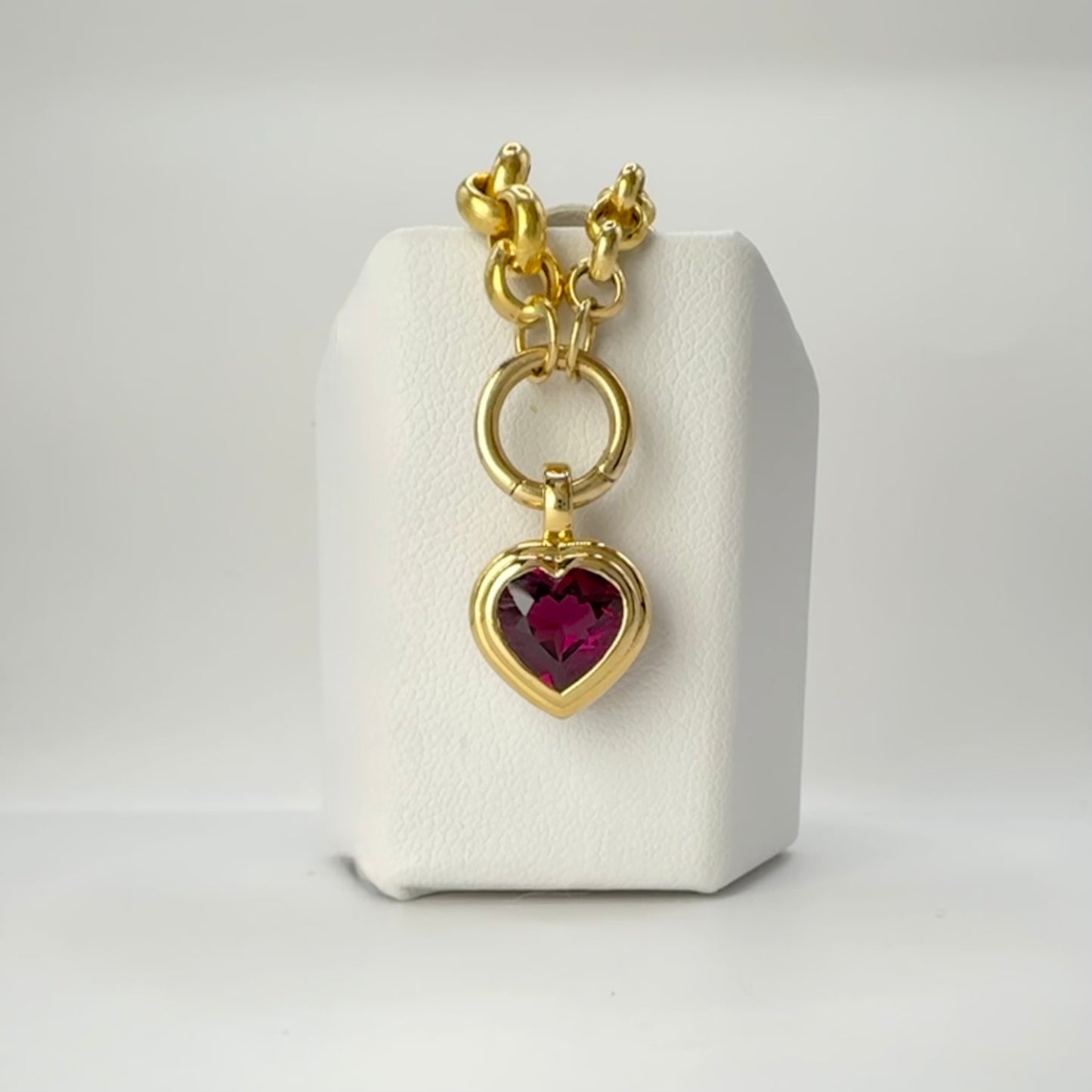 18K Bezel Set Natural Rhodolite Garnet Heart Pendant