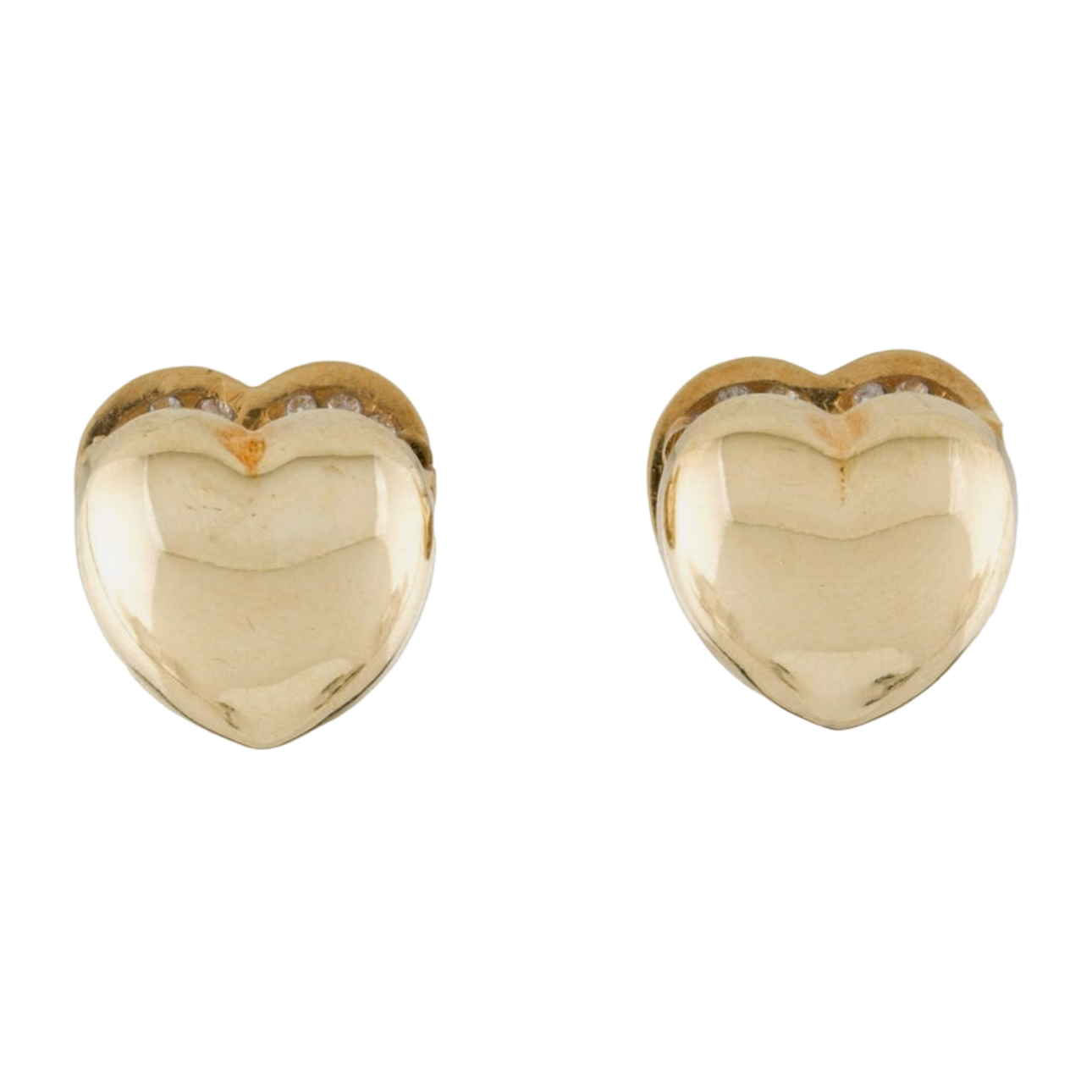 14K Double Sided Diamond Heart Earrings