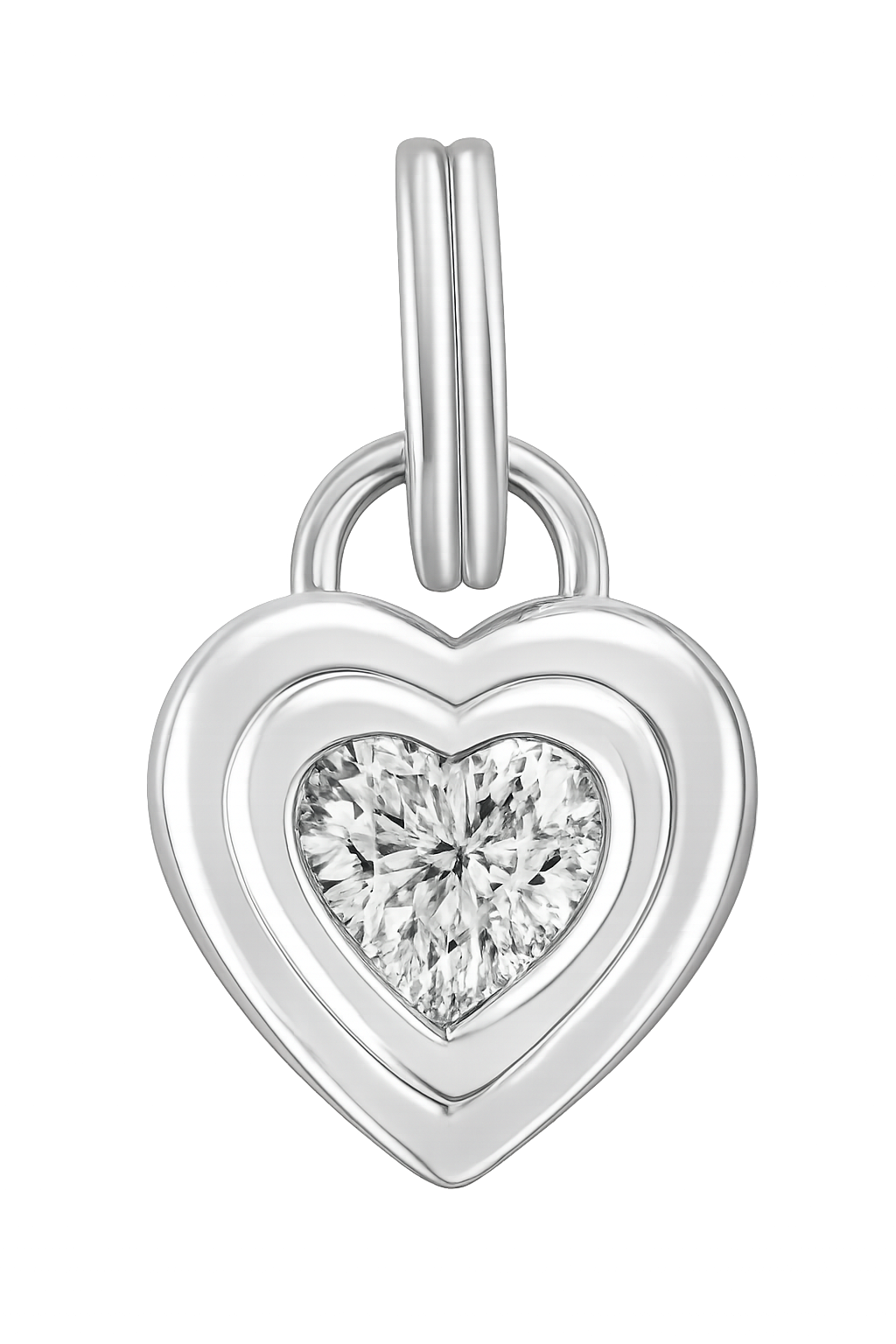 Silver Sacred Heart Charm with Mixed Rolo Chain
