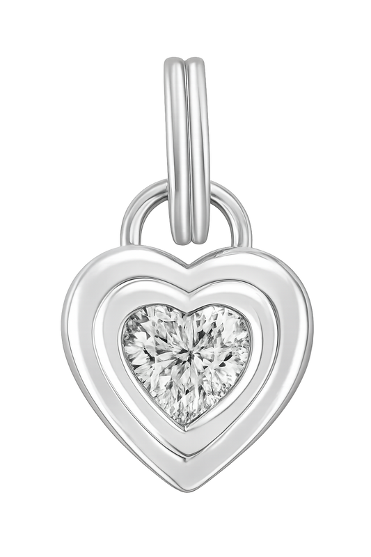 Silver Sacred Heart Charm with Mixed Rolo Chain