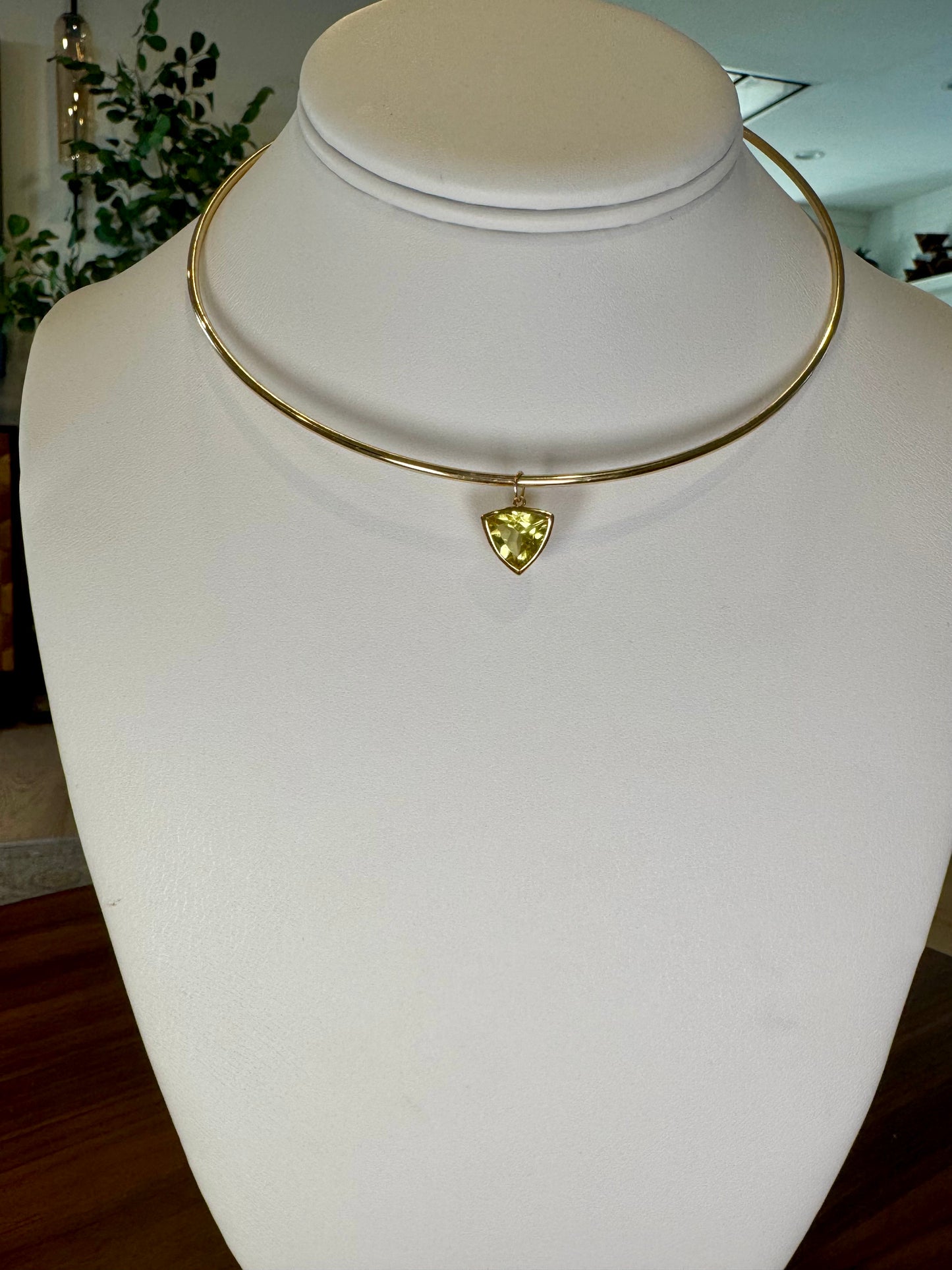 14K Peridot Trillion Pendant