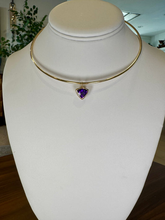 14K Amethyst Trillion Pendant