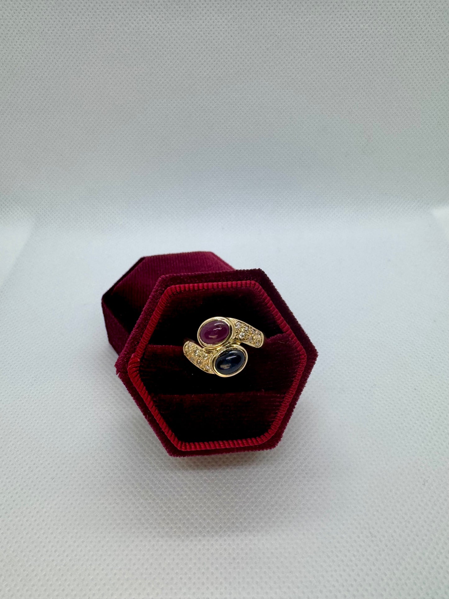 18K Ruby and Sapphire Cabochon Ring