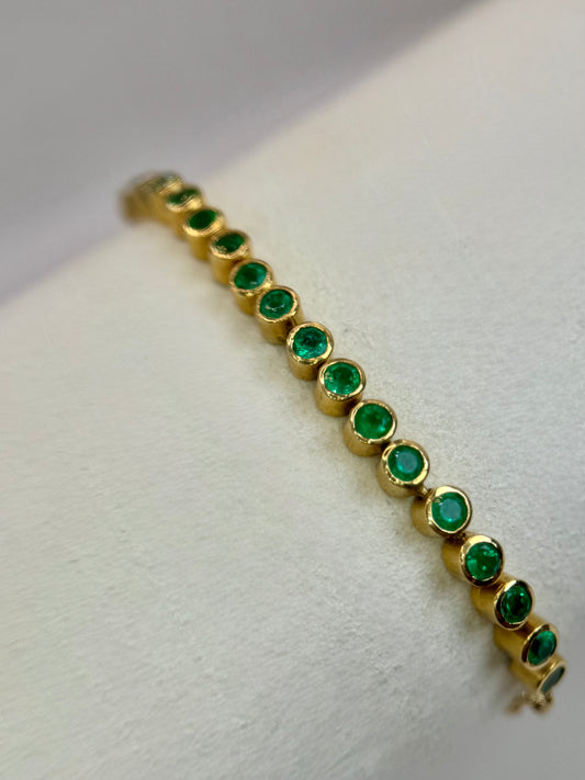 18K/14K Natural Emerald Paperclip Bracelet