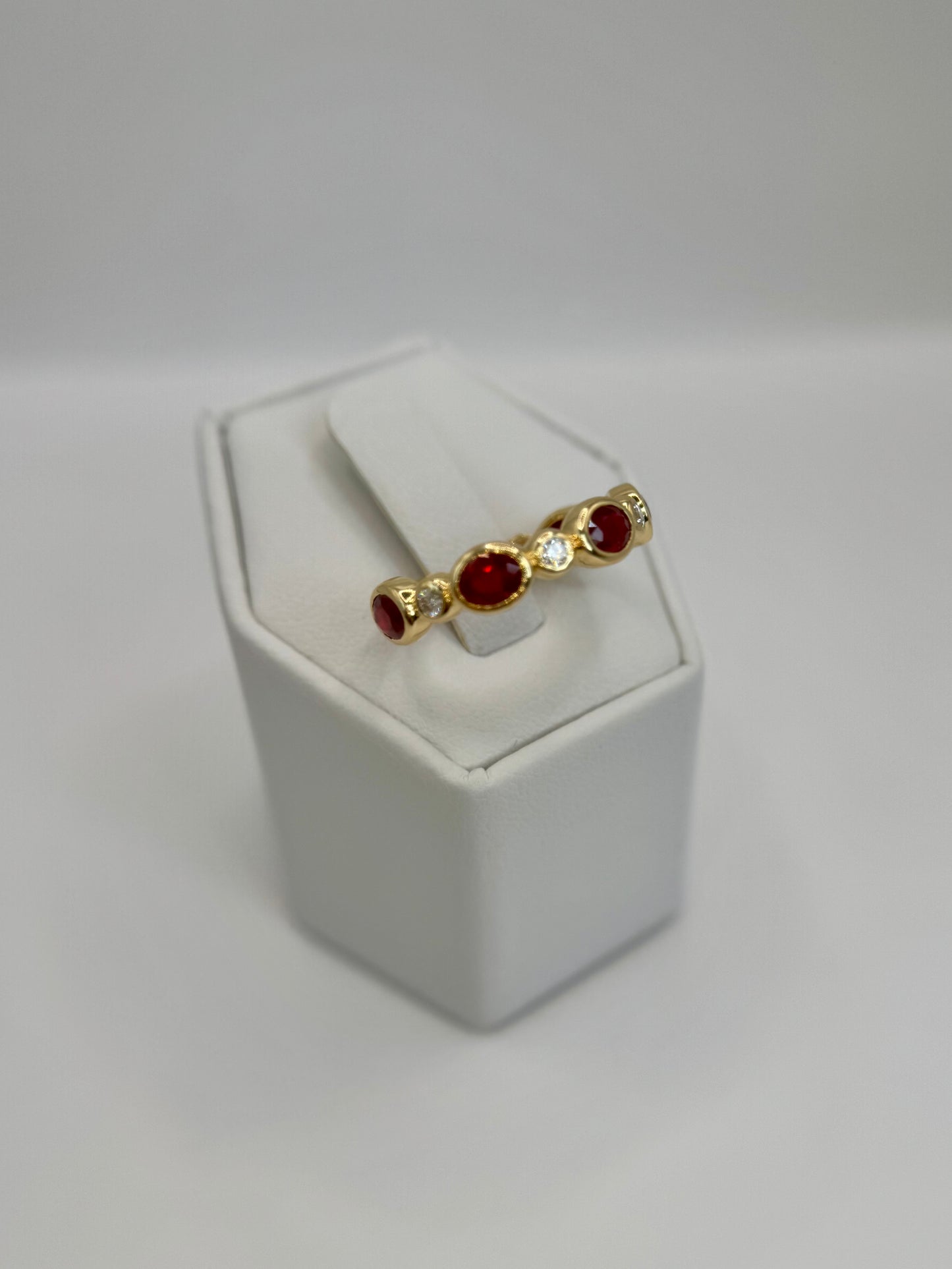 18K Oval Natural Ruby and Diamond Band