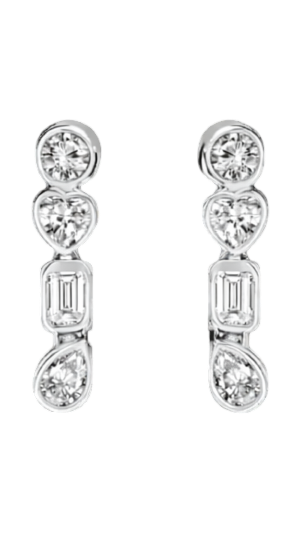 Pair of diamond earrings on a white background
