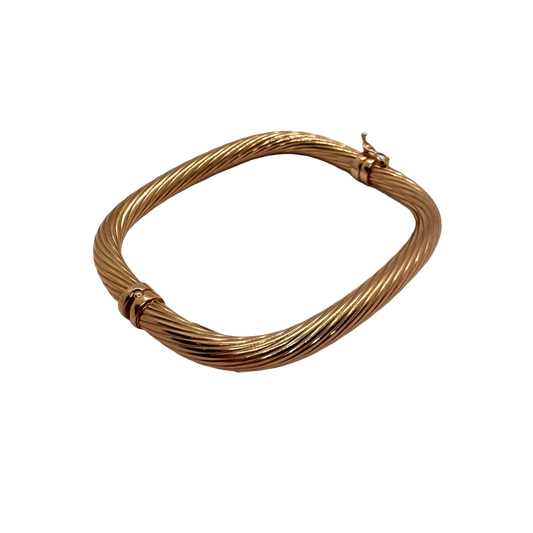 14K Rose Gold Spiral Ribbed Bangle