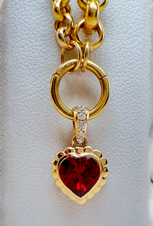 18K Garnet & Diamond Heart Pendant