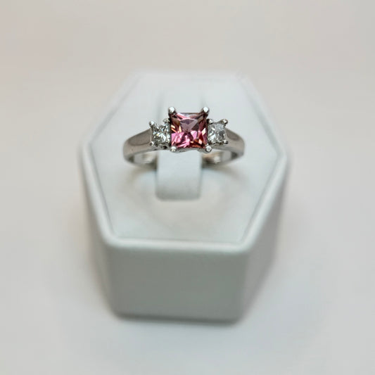 18K Natural Pink Tourmaline & Diamonds Ring