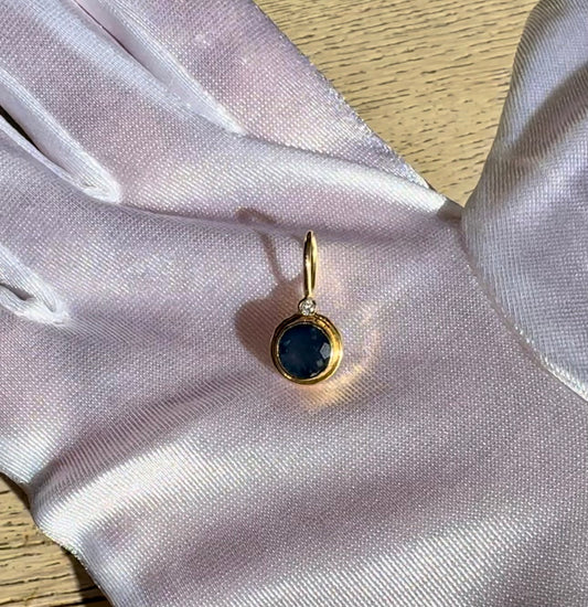 14K Natural Sapphire with Diamond Accent