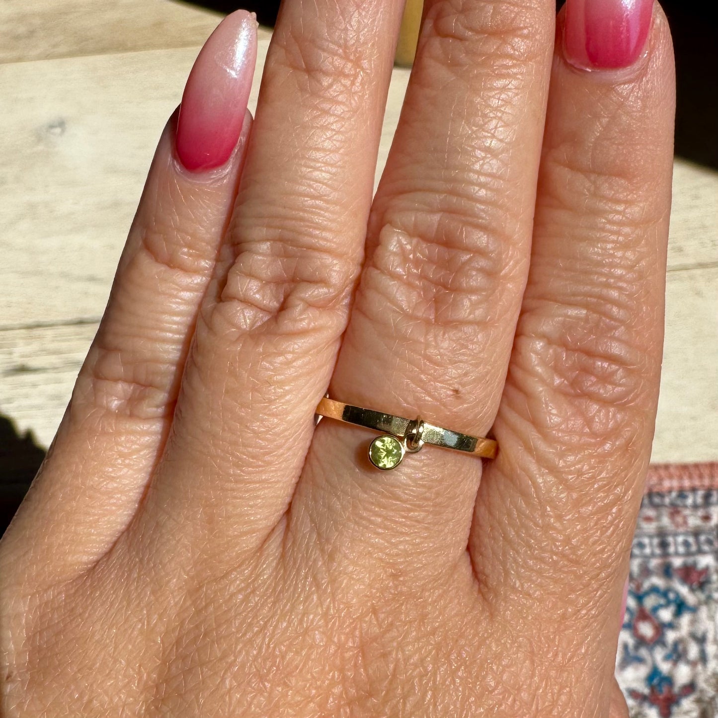 14K Peridot Dangle Ring