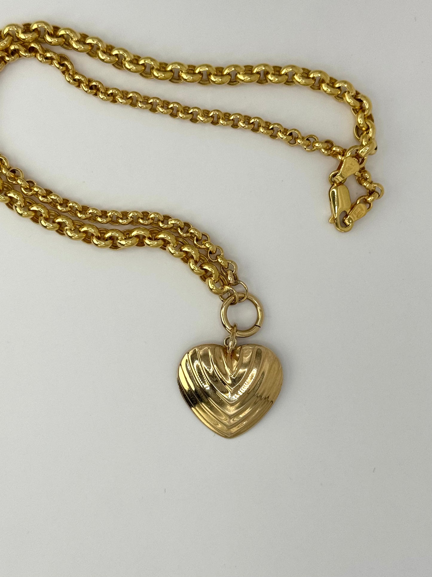 14K Textured Heart Charm
