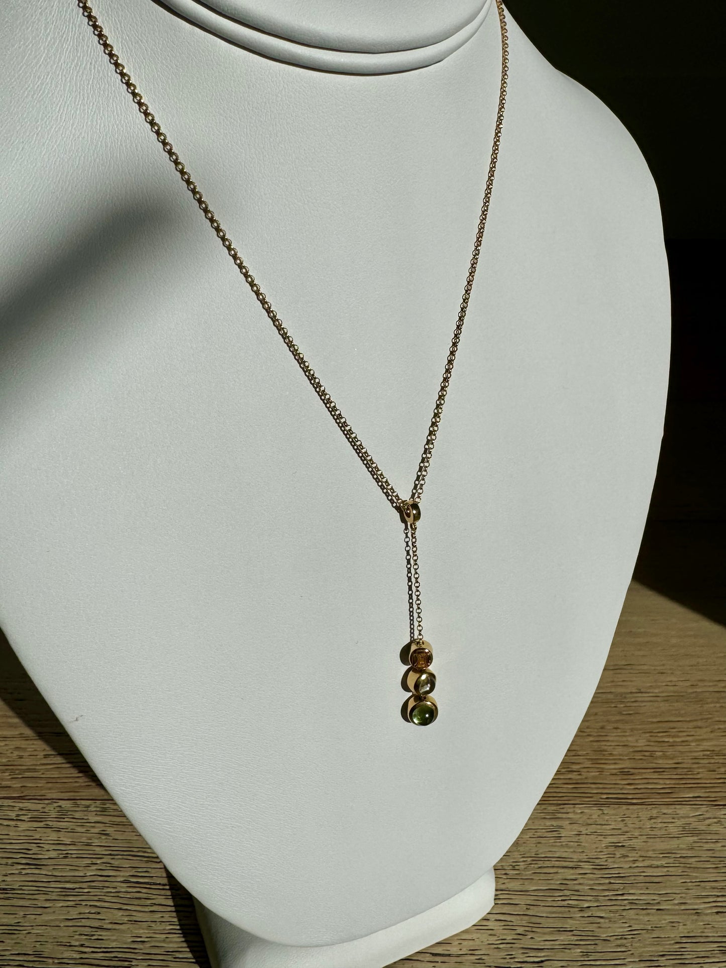 18K Celine Peridot & Moonstone Lariat Chain