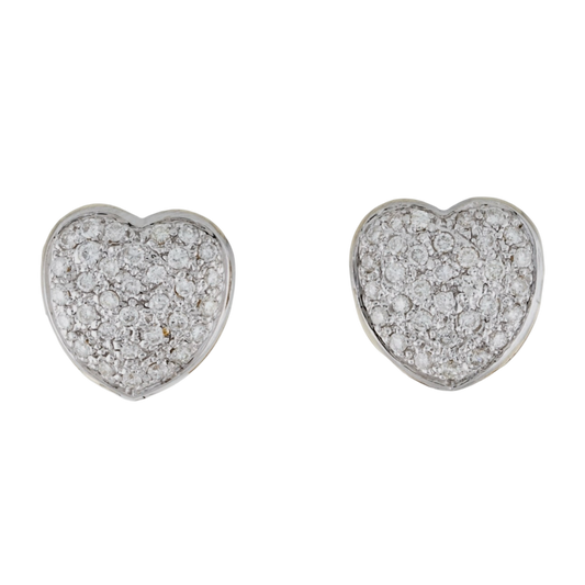 14K Double Sided Diamond Heart Earrings